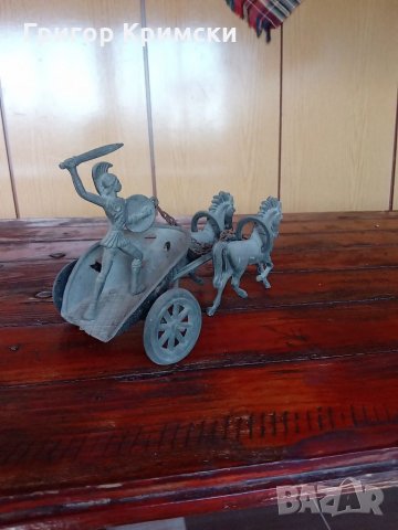 Медна гръцка колесница от Акропула 1936г. , снимка 6 - Антикварни и старинни предмети - 32501289