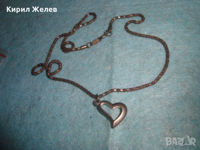 СТАР СРЕБРИСТ СЪРЦЕМИДЕН МЕДАЛЬОН с МАРКИРАНА ВИНТИДЖ ПЛЕТКА ВЕРИЖКА 9954, снимка 4 - Колиета, медальони, синджири - 34984102