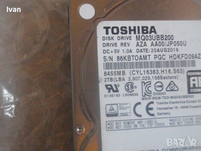 Хард Диск HD за Лаптопи- 2TB TOCHIBA/ 320 GB - HITACHI - WD Scorpio Blue/ 250 GB LENOVO - Различни, снимка 15 - Части за лаптопи - 43362559