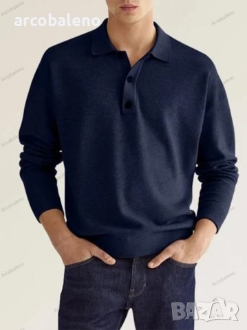 Мъжка едноцветна блуза с дълъг ръкав, 10цвята, снимка 6 - Блузи - 39608951