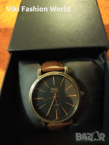 Q&Q Мъжки Часовник Стилен с Кожена каишка, снимка 2 - Мъжки - 53183436