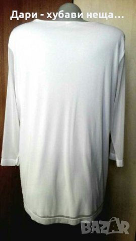 Бяла блуза с прозрачни ръкави и лека украса🍀❤XL,2XL🍀❤арт.2048, снимка 3 - Блузи с дълъг ръкав и пуловери - 33588754