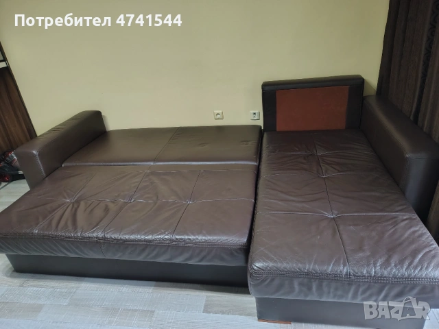 Ъглов кожен диван , снимка 2 - Дивани и мека мебел - 53521513