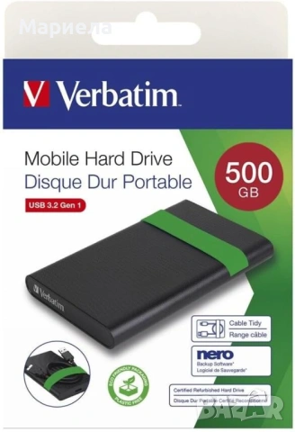 Външен хард диск Verbatim 500GB , USB 3,2, снимка 4 - Външни хард дискове - 53494358