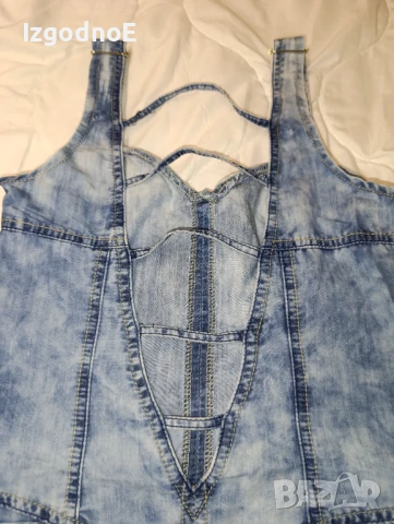 Дънкова рокля с презрамки и интересен гръб , снимка 6 - Рокли - 50502325