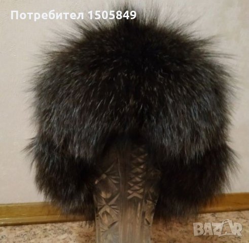 Шапка от естествен велур и сребърна лисица, снимка 3 - Шапки - 35611261