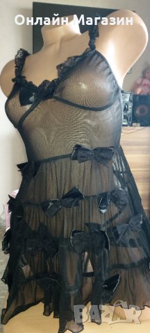 Нощничка с панделки+ прашка с панделки и жартиери 40-42м 42-44л  , снимка 3 - Корсети, бюстиета, топове - 32401572