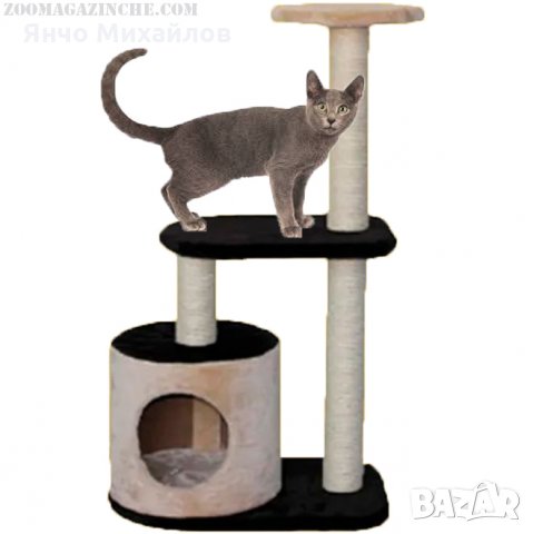 Драскало тип катерушка  за коте с къщичка,две стойки и играчка топче, снимка 1 - За котки - 27397527