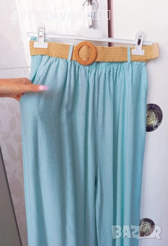 Стилен панталон с широк крачол от 100% варен памук, снимка 6 - Панталони - 51744392