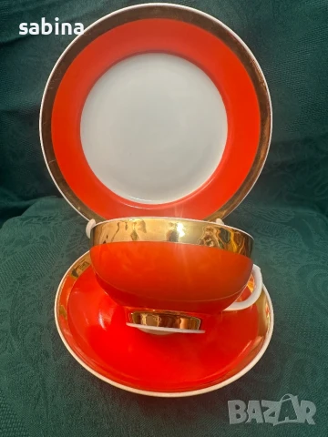 Руски порцелан Дулево/Дульово-чаши за чай/кафе с десертни чинии, снимка 5 - Сервизи - 50717252