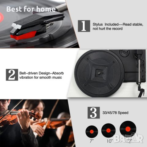 Грамофон Udreamer UD001 с Bluetooth, снимка 3 - Грамофони - 44109966