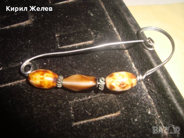 СТАРА БРОШКА с ЯСПИС КАМЪНИ ФИБУЛА 23446, снимка 7 - Антикварни и старинни предмети - 33343788