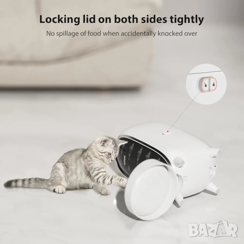 3L Автоматична хранилка за котки DUDUPET с таймер и гласово повикване, снимка 7 - За котки - 52437069