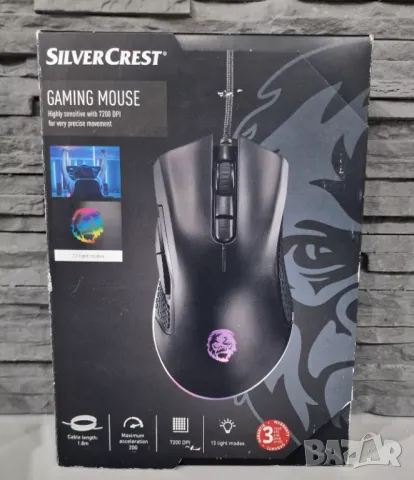 SilverCrest - Кабелна геймърска мишка с висока резолюция 7200 DPI 6 програмируеми бутона 13 цвята