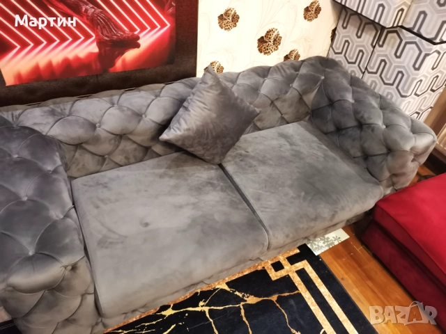 кадифен диван Altadena – НОВ (модерен честърфийлд), снимка 2 - Дивани и мека мебел - 51927664