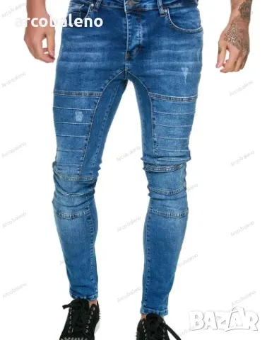 Модни мъжки дънки с висока талия, 2цвята , снимка 2 - Дънки - 48819803