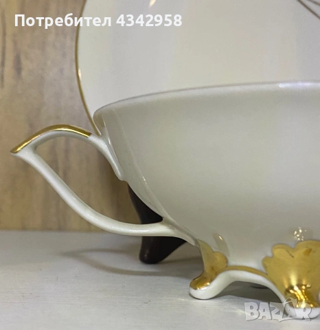 Винтажна порцеланова чаша с чинийка Schwarzenhammer, Германия (1949–1952 г.)  , снимка 5 - Антикварни и старинни предмети - 53499297