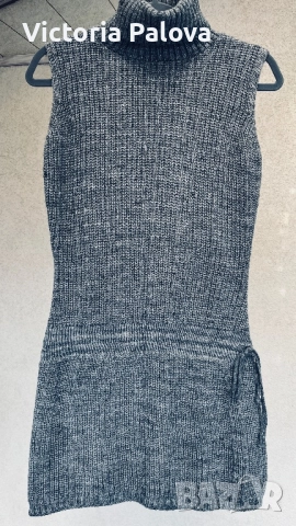Луксозна плетена рокля-пуловер с поло яка Италия, снимка 5 - Рокли - 52969719
