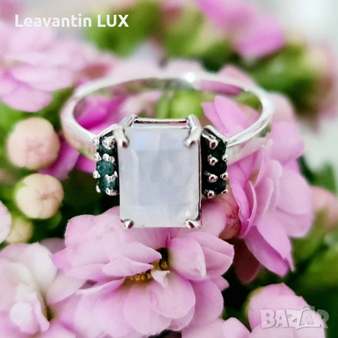 Сребърен пръстен с Лунен камък , снимка 1