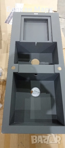 Кухненска мивка CAREA KATLA – 118×50 см – 2 корита + бамбукова дъска + сгъваема решетка, снимка 2 - Мивки - 52453368