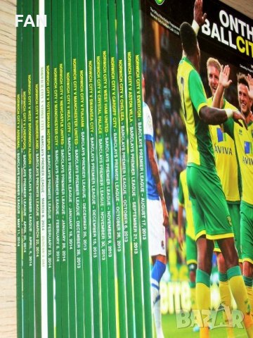 Норич Сити оригинални футболни програми 2013/14 срещу Манчестър Юн. Ливърпул Арсенал Челси Ман. Сити, снимка 2 - Фен артикули - 26404331