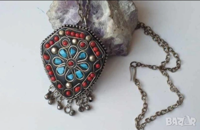 Старо кулие талисман амулет с корали и тюркоаз , снимка 3 - Други - 53170132
