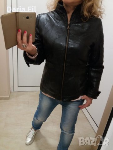 Черно яке от ЕСТЕСТВЕНА КОЖА с подплата тънка вата , снимка 3 - Якета - 26675706