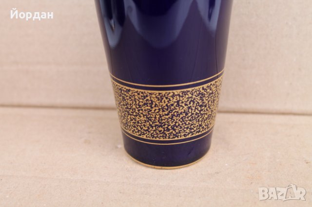 Порцеланова Немска ваза цвят кобалт, снимка 4 - Антикварни и старинни предмети - 44050256