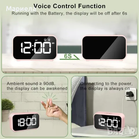 Дигитален будилник/Часовник с 40 допълнителни мелодии/Настройка на времето за дрямка, снимка 6 - Други стоки за дома - 48405090