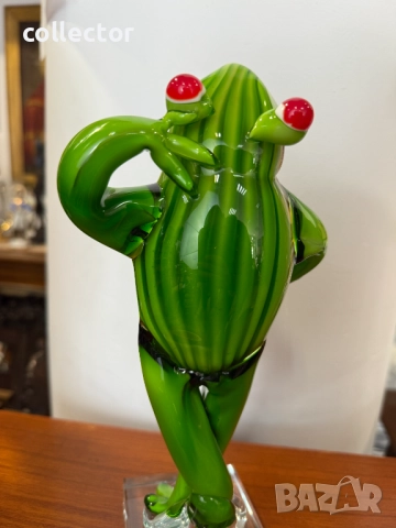 Ръно изработена жаба от цветно стъкло. №7387, снимка 5 - Колекции - 51886803