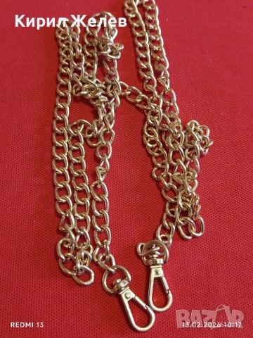 Елегантна метална верижка в златист цвят за дамски чанти с карабинер 51898, снимка 6 - Чанти - 53462794