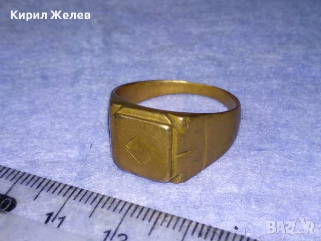 СТАР РУМЪНСКИ РЕТРО ПРЪСТЕН с ПЕЧАТИ 14К и 585 МЕСИНГОВА СПЛАВ РЪЧНА ИЗРАБОТКА За КОЛЕКЦИЯ 21945, снимка 4 - Антикварни и старинни предмети - 40684992