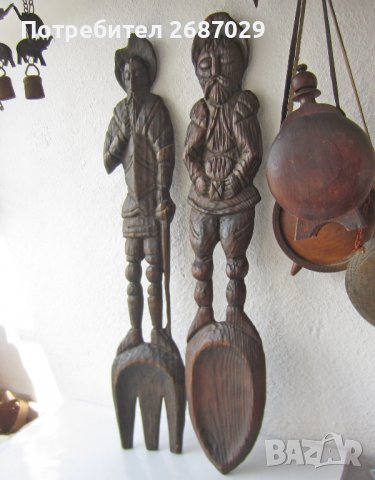 Големи Дон Кихот Санчо Панса вилица лъжица дърворезба,  фигура дърво дървен, Witco , снимка 2 - Декорация за дома - 28946687