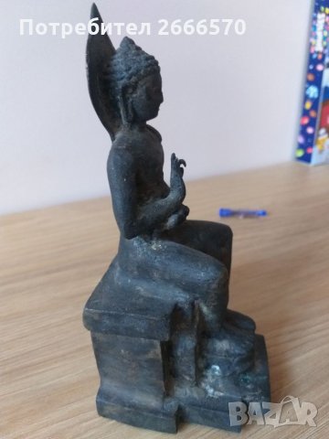 Китайска бронзова статуетка на буда, снимка 8 - Антикварни и старинни предмети - 35001543