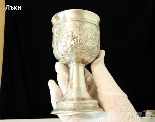Калаен бокал,чаша за вино от калай с красиви селски картини. , снимка 8 - Антикварни и старинни предмети - 33670008