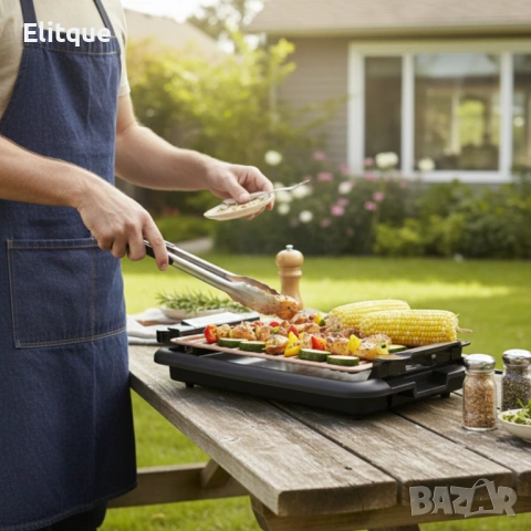 Бездимна скара Oliver Voltz OV51015N – 1200W, незалепваща плоча 37.8×25 см, термостат и тава за мазн