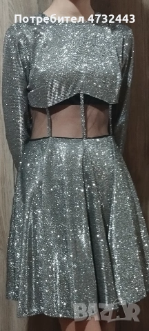 Сребриста рокля , снимка 6 - Рокли - 53434894