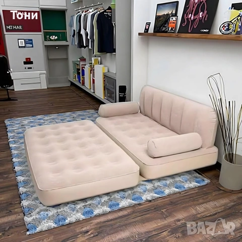 Двоен надуваем матрак с разтегателен диван за спане, снимка 5 - Дивани и мека мебел - 53091997