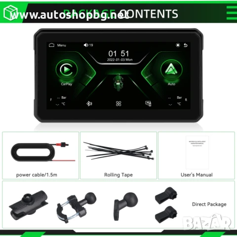  6" Навигация за мотоциклет с Carplay Android Auto,Airplay BT, Type-C, SWC камера Водоустойчива, снимка 6 - Аксесоари и консумативи - 51002916