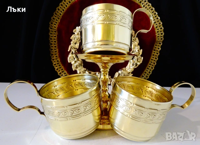 Позлатена чаша от месинг Jürst & Co.,стил Art Nouveau. 