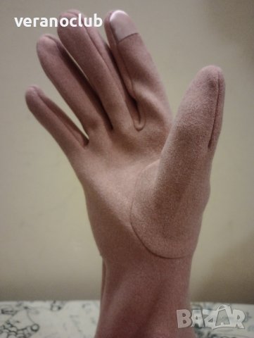 Елегантни дамски ръкавици Текстил Розова пепел, снимка 4 - Ръкавици - 43661865