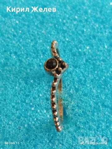 Елегантен сребърен пръстен с черен камък майсторска ръчна изработка 40476