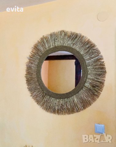 Екстравагантно огледало от рафия. Ръчна изработка! , снимка 8 - Декорация за дома - 39884030