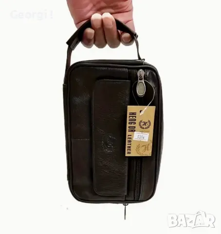 Малка ръчна мъжка чантичка тип Борсета / Кафява естествена кожа!, снимка 3 - Чанти - 49718303