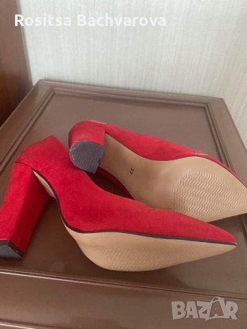 Червени обувки на ток, 37 номер, снимка 3 - Дамски елегантни обувки - 32578108