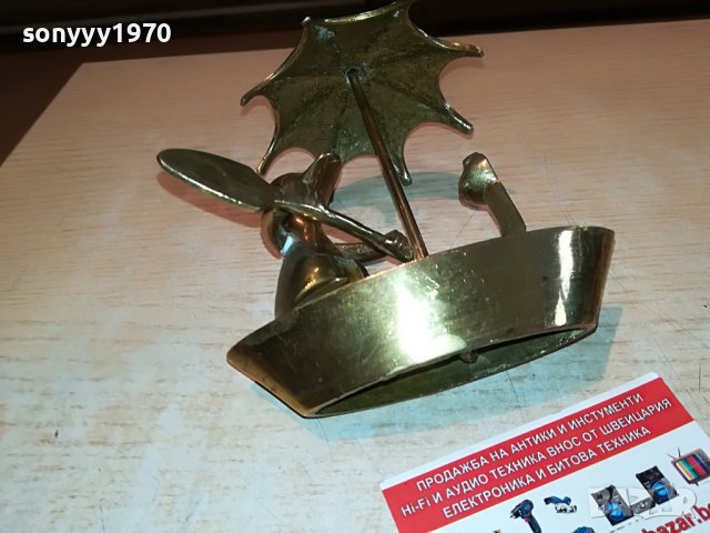 мед/месинг лодка с пате и жабок-внос англия 0905221417, снимка 6 - Антикварни и старинни предмети - 36703095