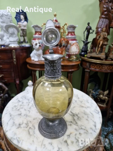 Стара рядка антикварна османска гарафа декандер метал стъкло , снимка 8 - Други ценни предмети - 51029298
