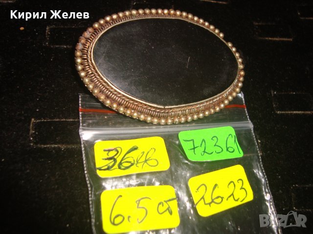 СТАРИННА САЧАНЕНА БРОШКА с ОГРОМЕН ШЛИФОВАН ЧЕРЕН ОНИКС РЪЧНА ЮВЕЛИРНА ИЗРАБОТКА 72361, снимка 7 - Антикварни и старинни предмети - 32265600