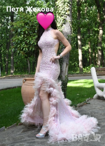 Елегантна вечерна рокля Tyra на марката RADICHEV, носена само 4 часа. Цвят розов., снимка 4 - Рокли - 52591564