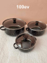 Комплект 3 броя тенджери, със 3 бр. стъклени капаци Висококачествена изработка Черни, снимка 1 - Съдове за готвене - 44906998